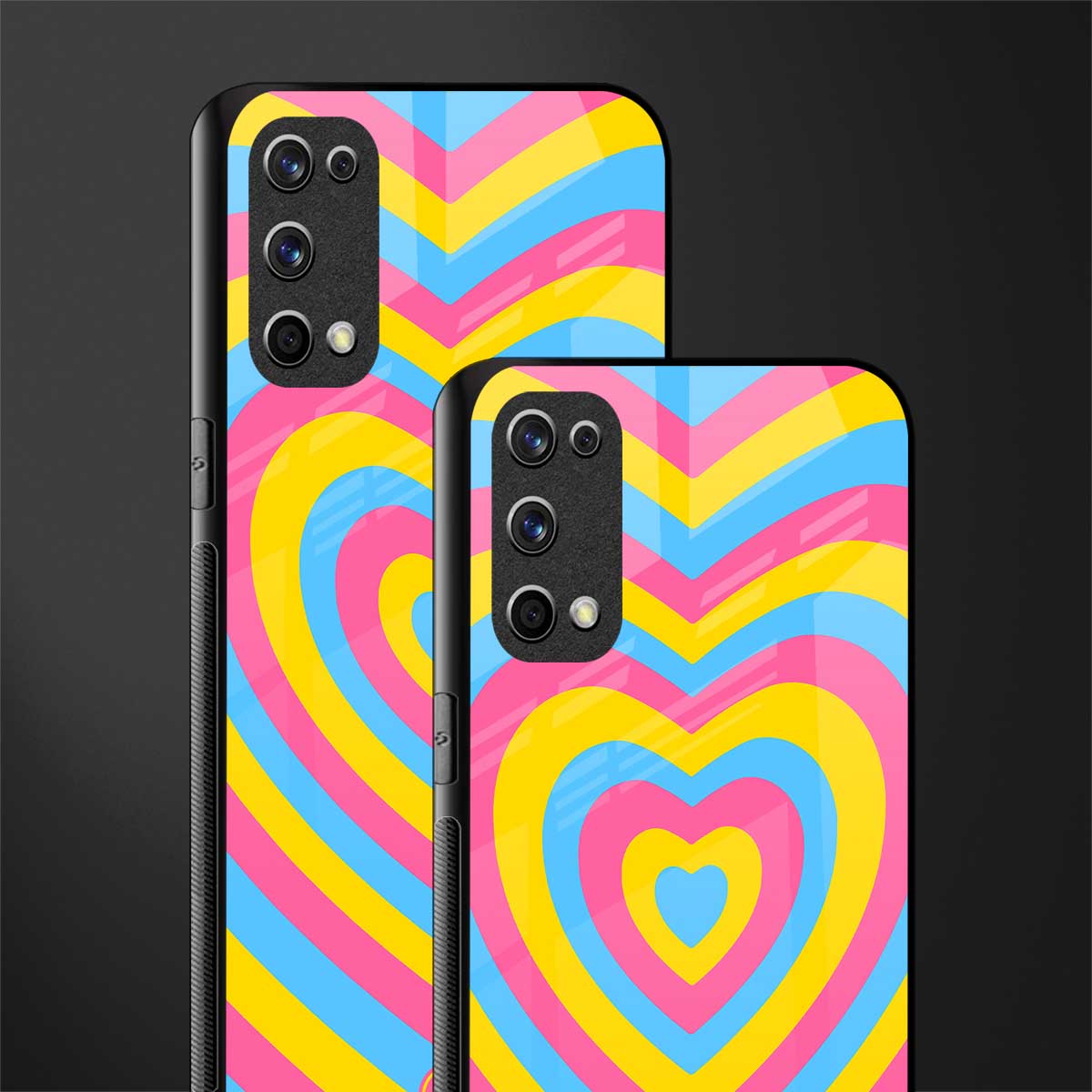 y2k pink blue hearts aesthetic glass case for realme x7 pro image-2