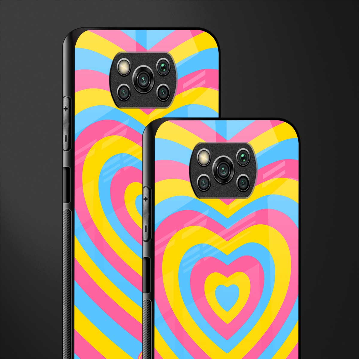 y2k pink blue hearts aesthetic glass case for poco x3 image-2