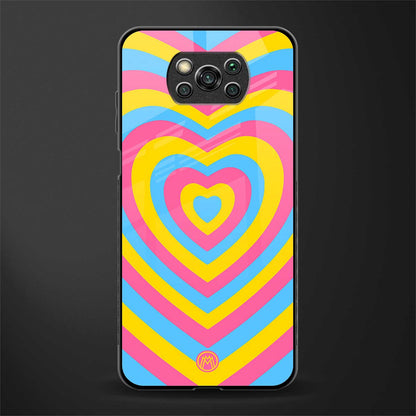 y2k pink blue hearts aesthetic glass case for poco x3 image