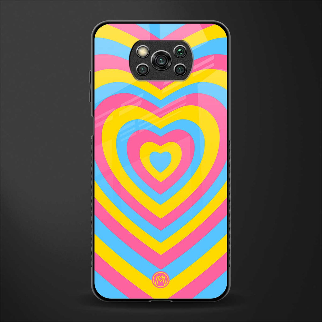 y2k pink blue hearts aesthetic glass case for poco x3 pro image