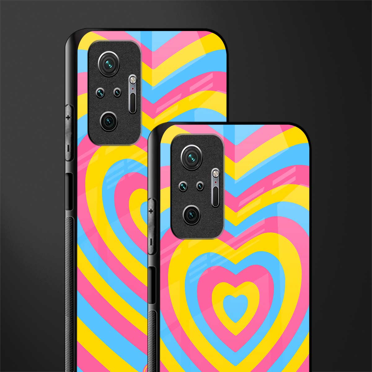 y2k pink blue hearts aesthetic glass case for redmi note 10 pro image-2