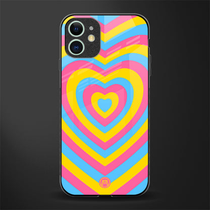 y2k pink blue hearts aesthetic glass case for iphone 11 image