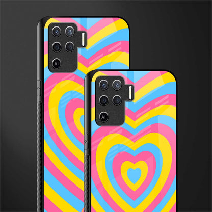 y2k pink blue hearts aesthetic glass case for oppo f19 pro image-2