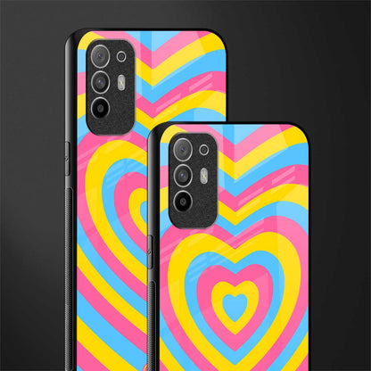 y2k pink blue hearts aesthetic glass case for oppo f19 pro plus image-2