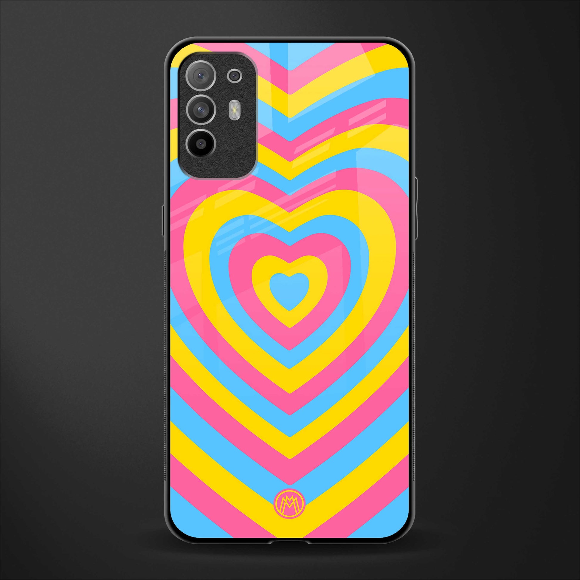 y2k pink blue hearts aesthetic glass case for oppo f19 pro plus image