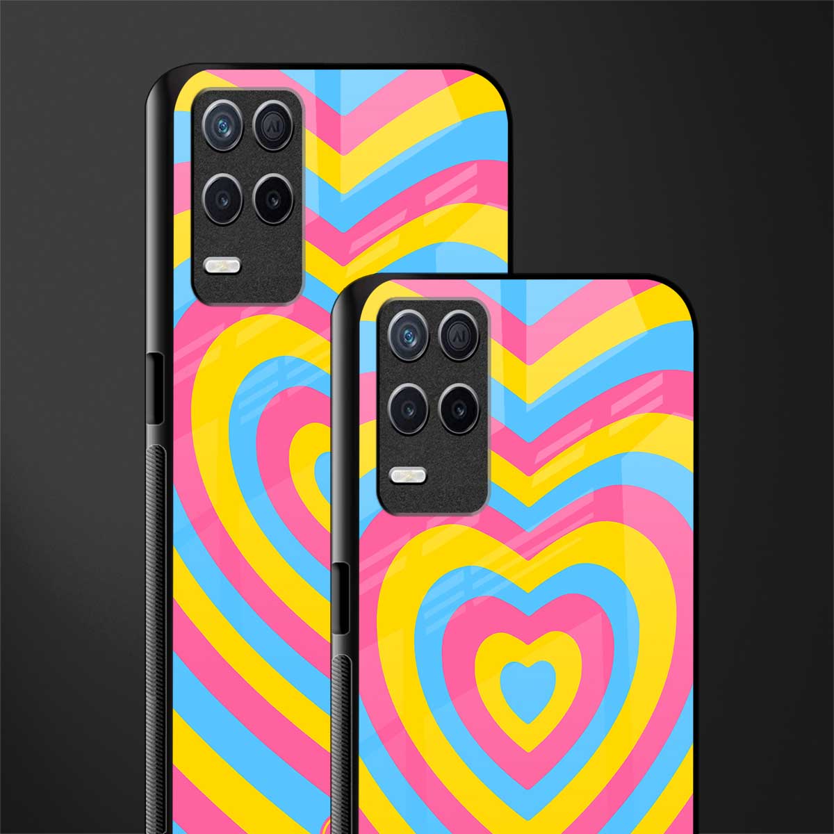 y2k pink blue hearts aesthetic glass case for realme 8 5g image-2