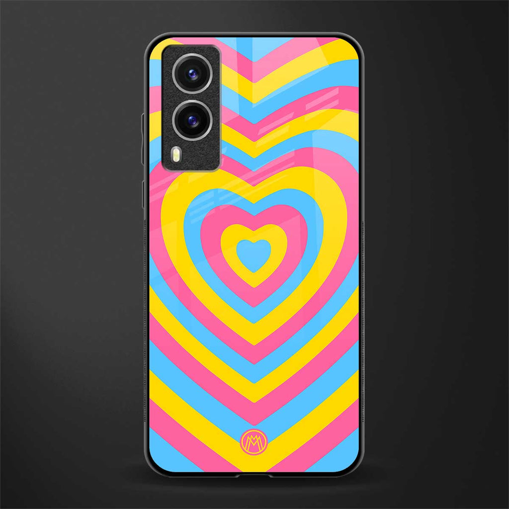 y2k pink blue hearts aesthetic glass case for vivo v21e 5g image