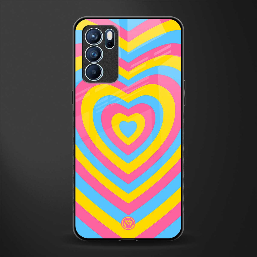 y2k pink blue hearts aesthetic glass case for oppo reno6 pro 5g image