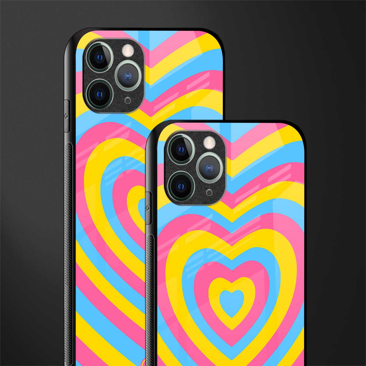 y2k pink blue hearts aesthetic glass case for iphone 11 pro image-2