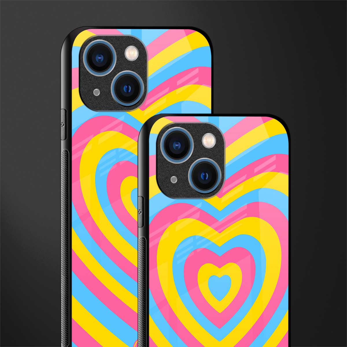 y2k pink blue hearts aesthetic glass case for iphone 13 mini image-2