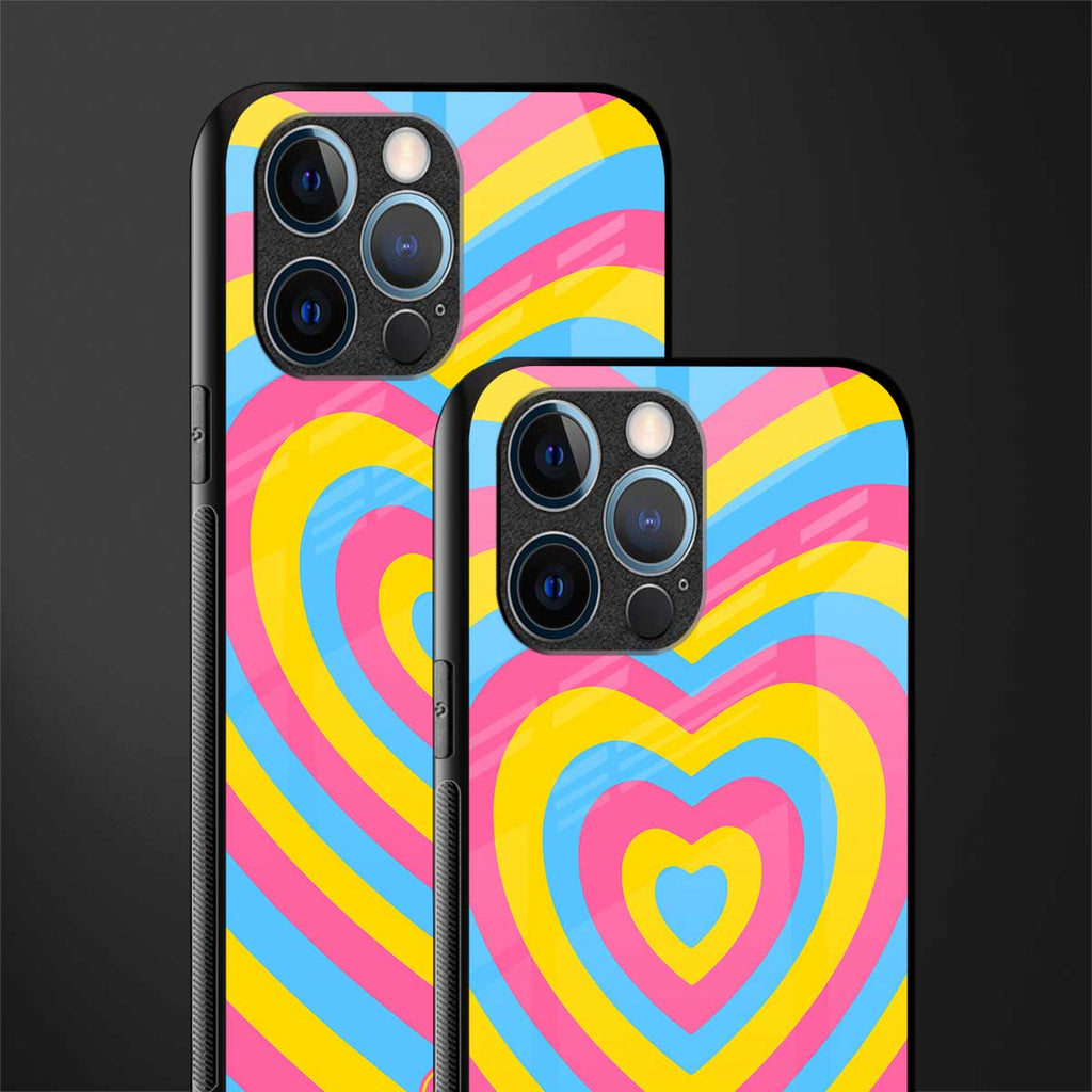 y2k pink blue hearts aesthetic glass case for iphone 12 pro image-2