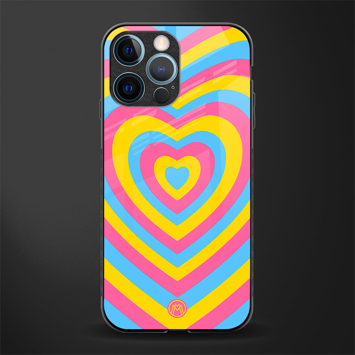 y2k pink blue hearts aesthetic glass case for iphone 12 pro image
