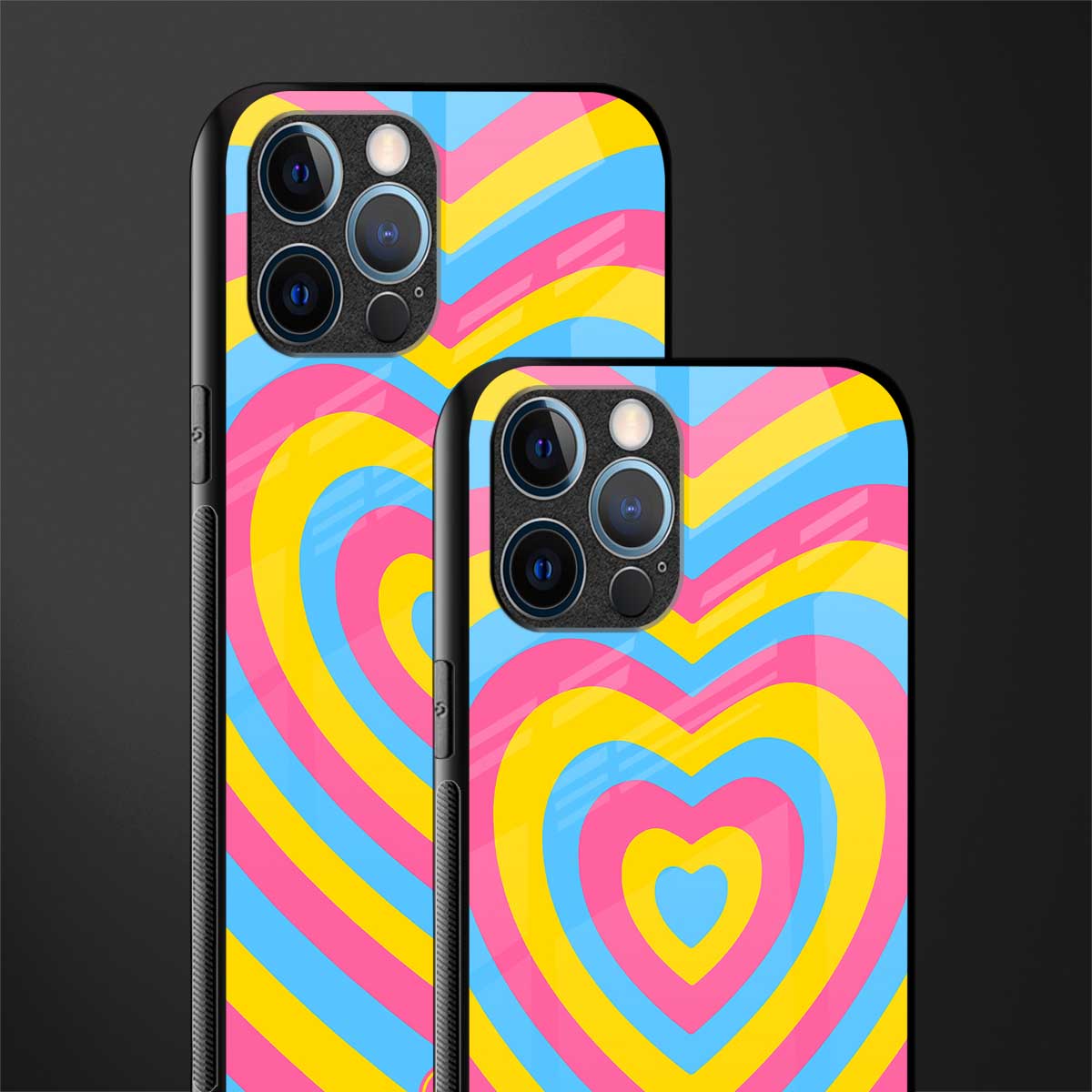 y2k pink blue hearts aesthetic glass case for iphone 12 pro max image-2