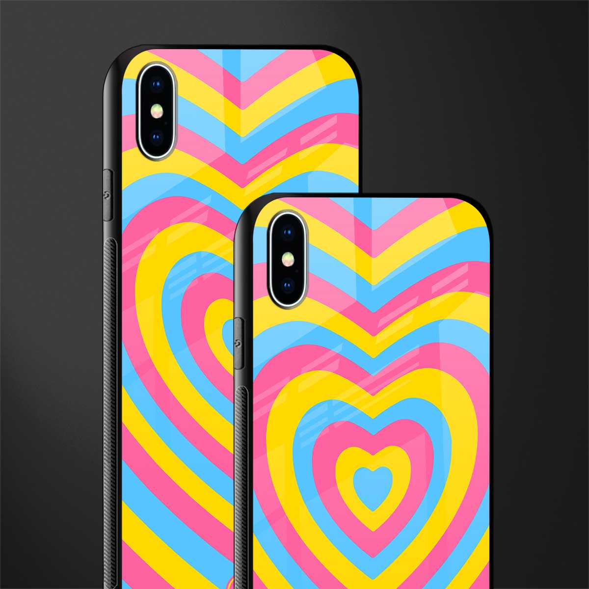 y2k pink blue hearts aesthetic glass case for iphone xs max image-2