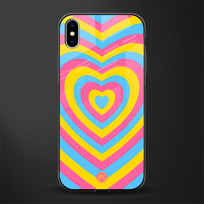 y2k pink blue hearts aesthetic glass case for iphone xs max image