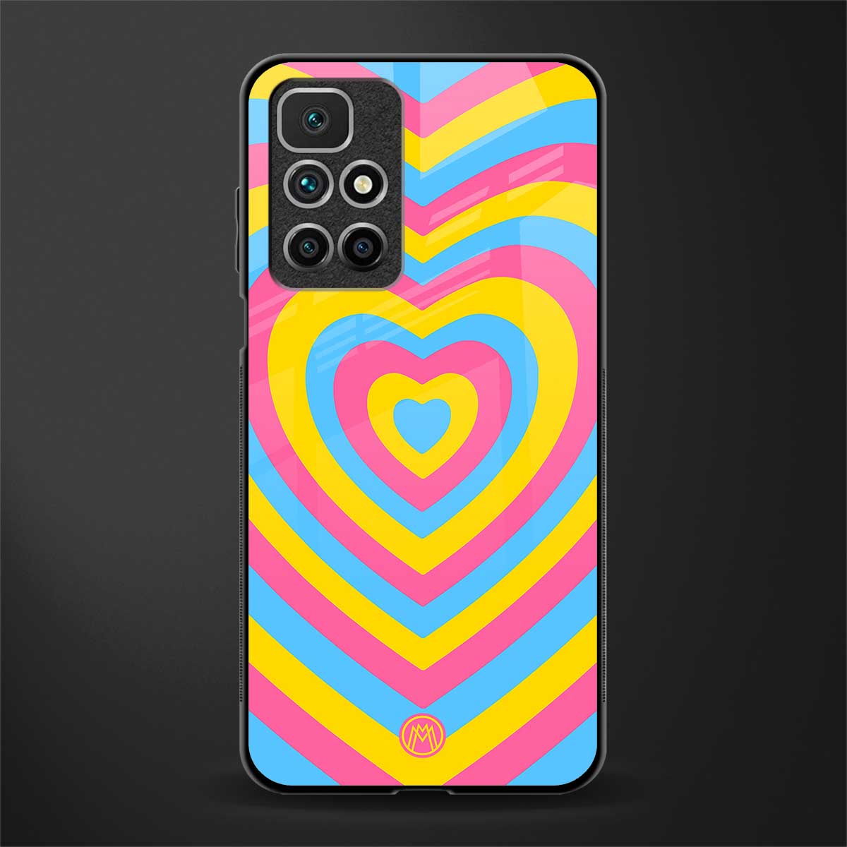 y2k pink blue hearts aesthetic glass case for redmi 10 prime image
