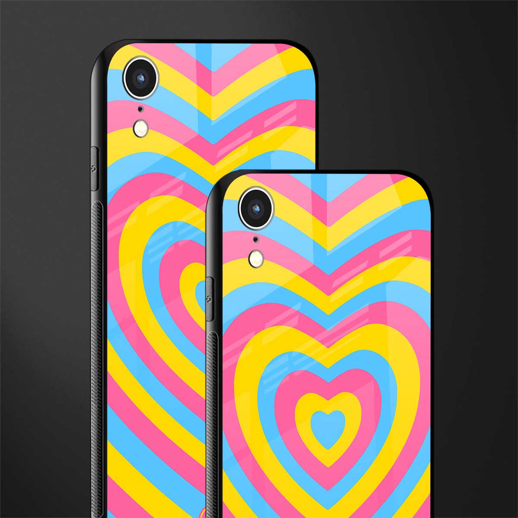 y2k pink blue hearts aesthetic glass case for iphone xr image-2
