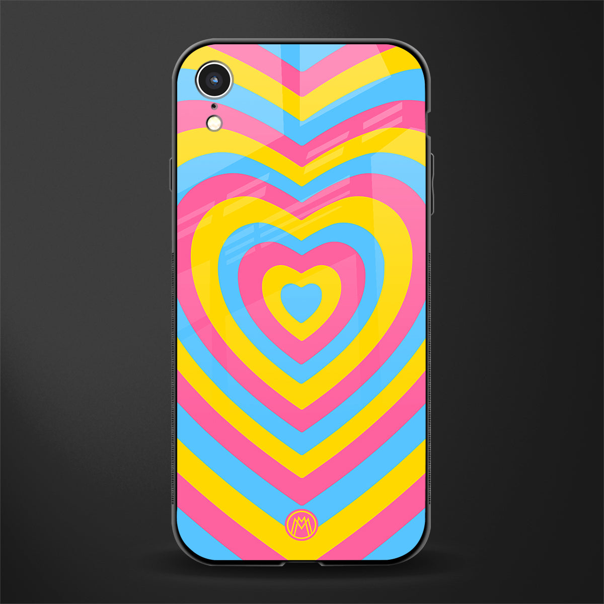 y2k pink blue hearts aesthetic glass case for iphone xr image