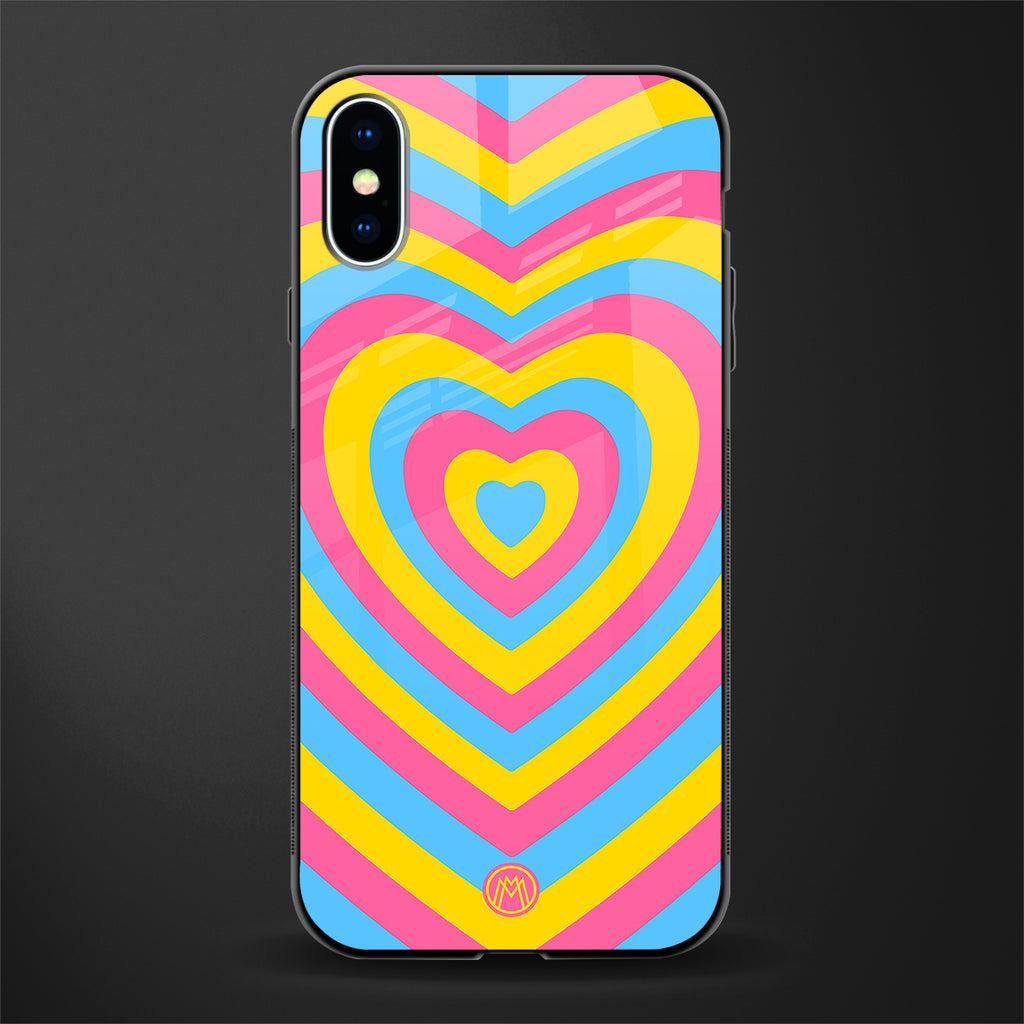 y2k pink blue hearts aesthetic glass case for iphone xs image
