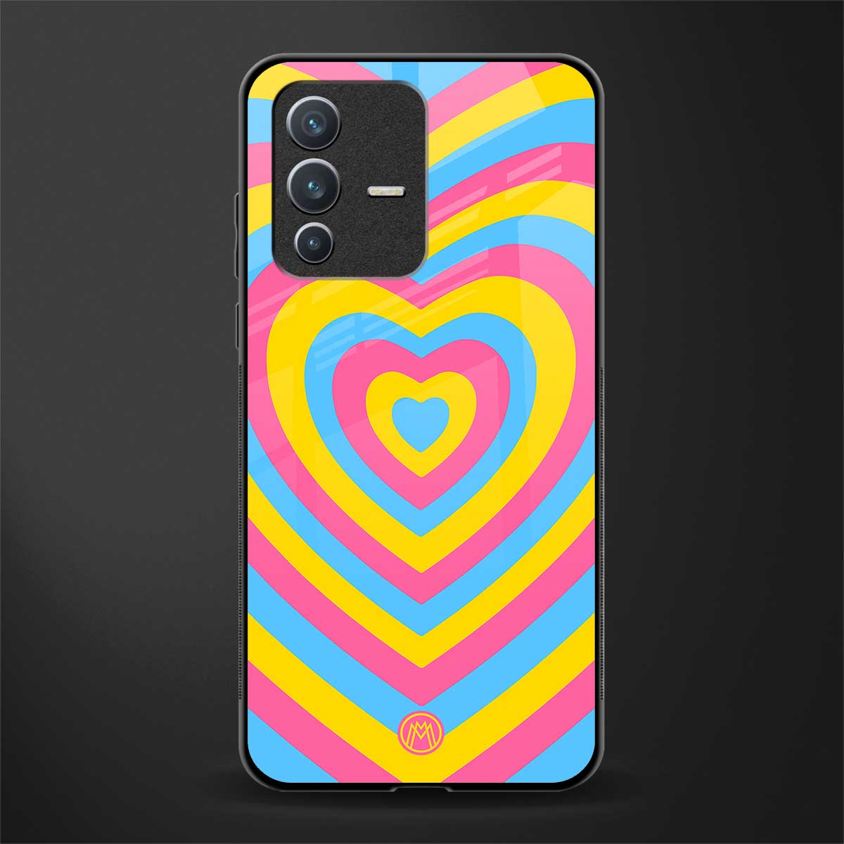 y2k pink blue hearts aesthetic glass case for vivo v23 5g image