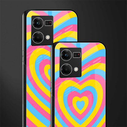 y2k pink blue hearts aesthetic back phone cover | glass case for oppo f21 pro 4g