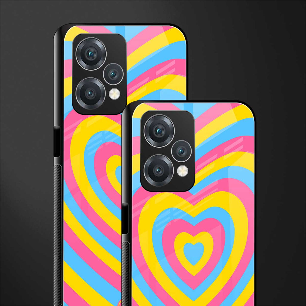 y2k pink blue hearts aesthetic back phone cover | glass case for oneplus nord ce 2 lite 5g