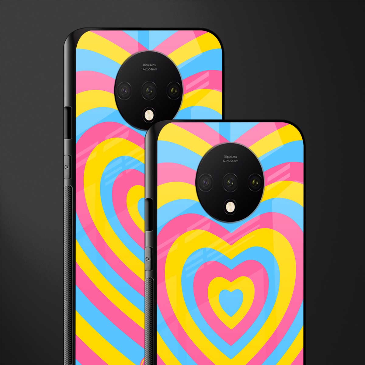 y2k pink blue hearts aesthetic glass case for oneplus 7t image-2