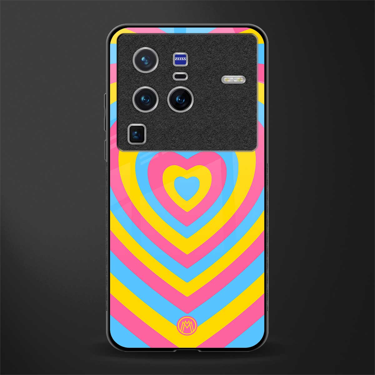 y2k pink blue hearts aesthetic glass case for vivo x80 pro 5g image