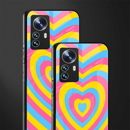 y2k pink blue hearts aesthetic back phone cover | glass case for xiaomi 12 pro