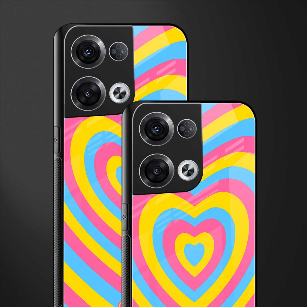 y2k pink blue hearts aesthetic back phone cover | glass case for oppo reno 8