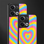 y2k pink blue hearts aesthetic back phone cover | glass case for oppo reno 8