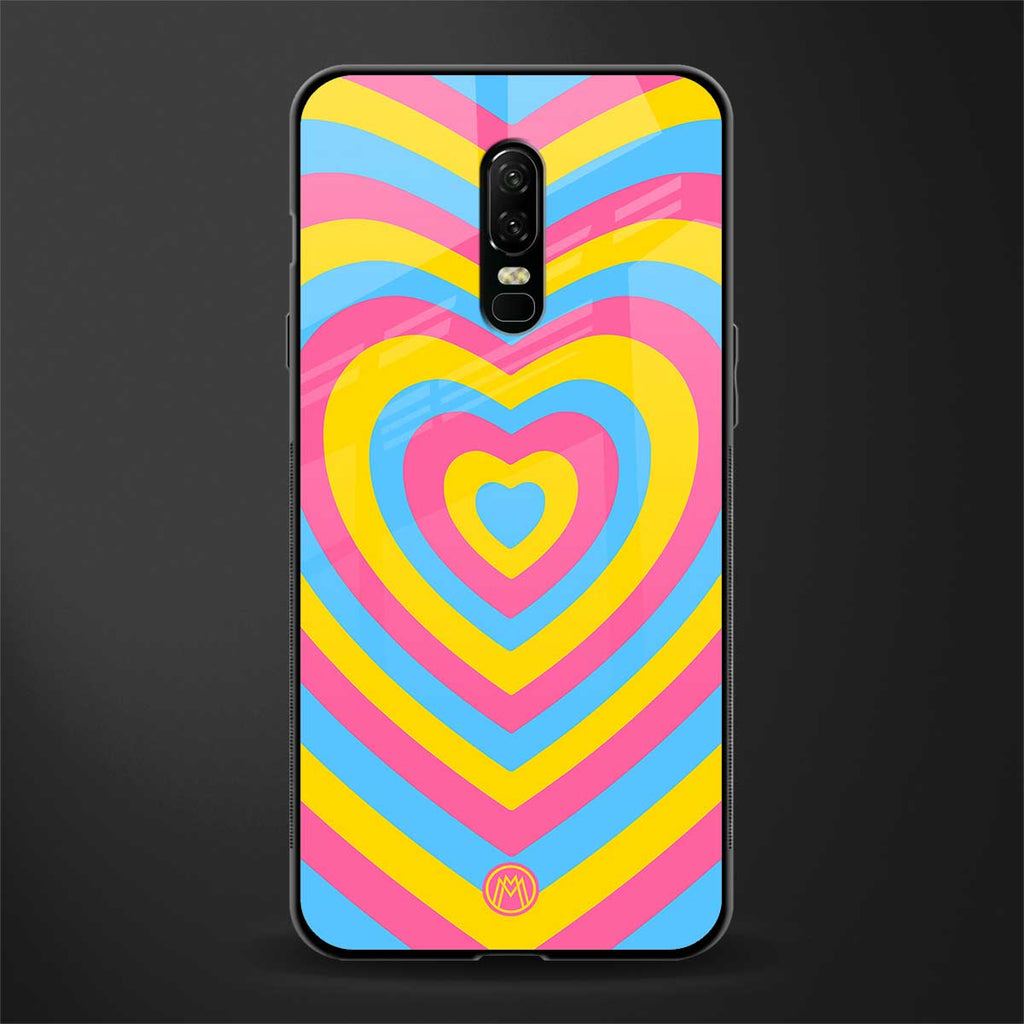 y2k pink blue hearts aesthetic glass case for oneplus 6 image