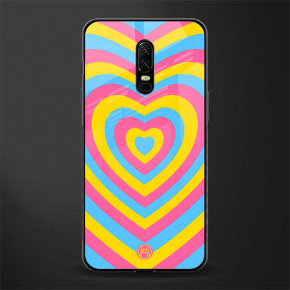 y2k pink blue hearts aesthetic glass case for oneplus 6 image