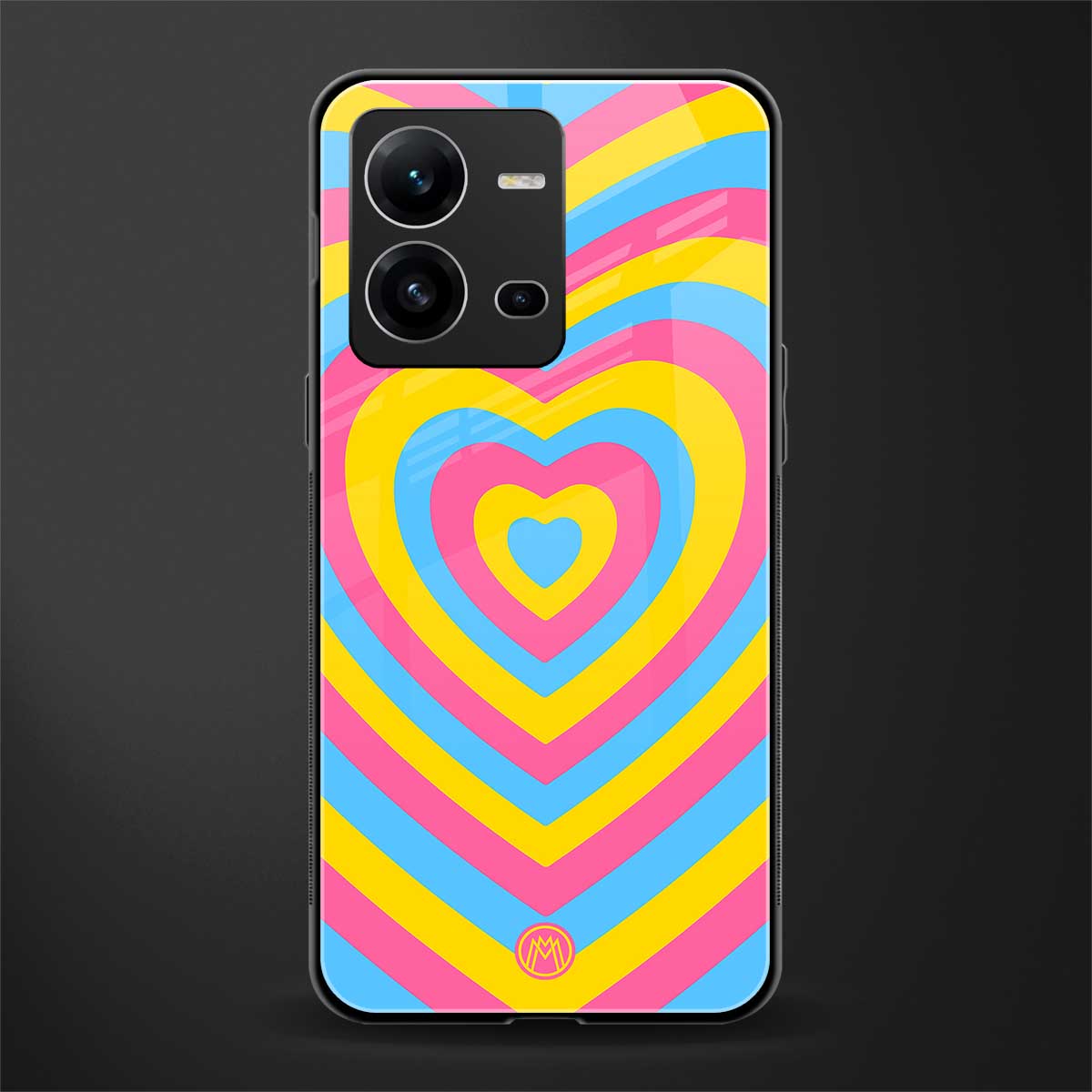 y2k pink blue hearts aesthetic back phone cover | glass case for vivo v25-5g