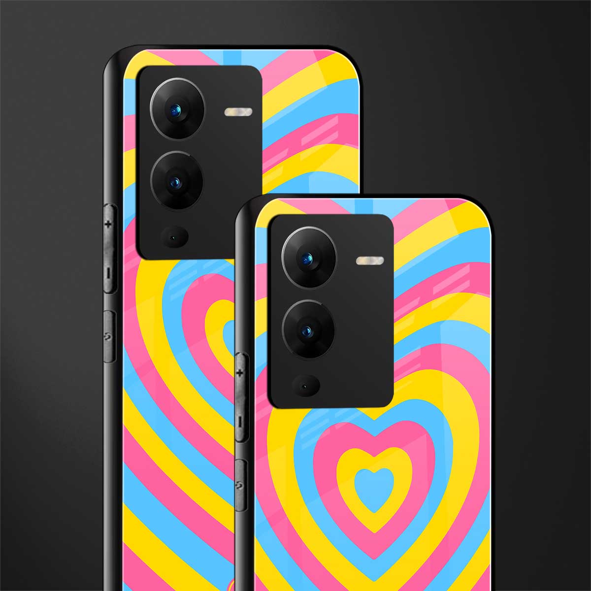 y2k pink blue hearts aesthetic back phone cover | glass case for vivo v25 pro 5g