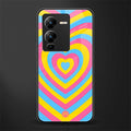 y2k pink blue hearts aesthetic back phone cover | glass case for vivo v25 pro 5g