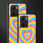 y2k pink blue hearts aesthetic back phone cover | glass case for vivo y16