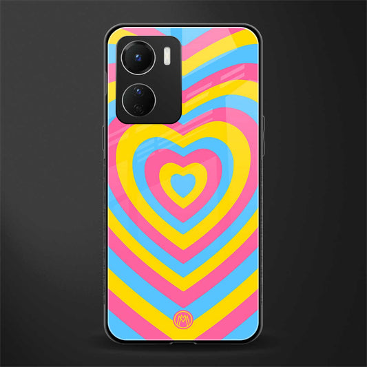 y2k pink blue hearts aesthetic back phone cover | glass case for vivo y16