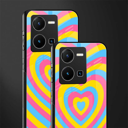 y2k pink blue hearts aesthetic back phone cover | glass case for vivo y35 4g