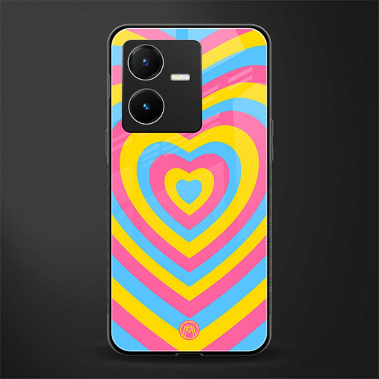 y2k pink blue hearts aesthetic back phone cover | glass case for vivo y22