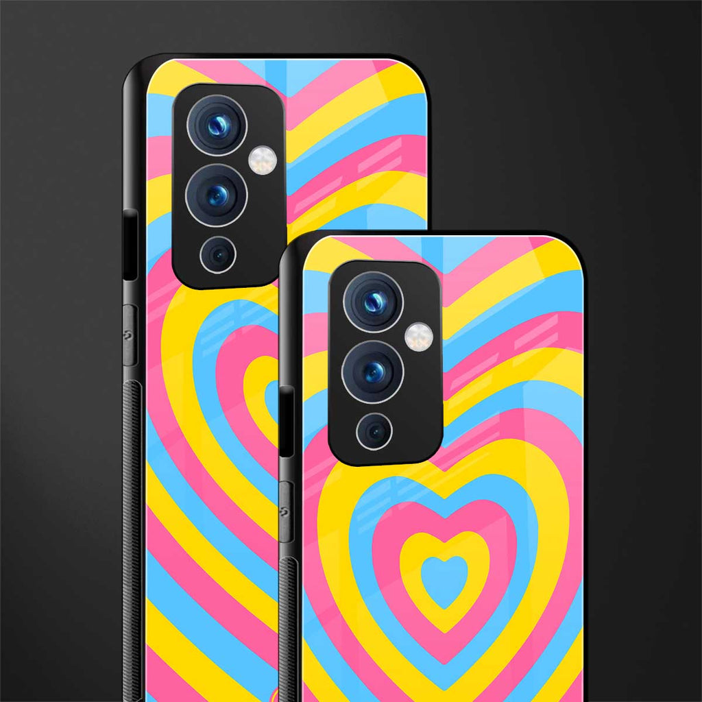 y2k pink blue hearts aesthetic back phone cover | glass case for oneplus 9