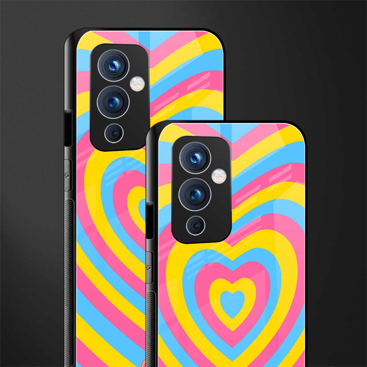 y2k pink blue hearts aesthetic back phone cover | glass case for oneplus 9
