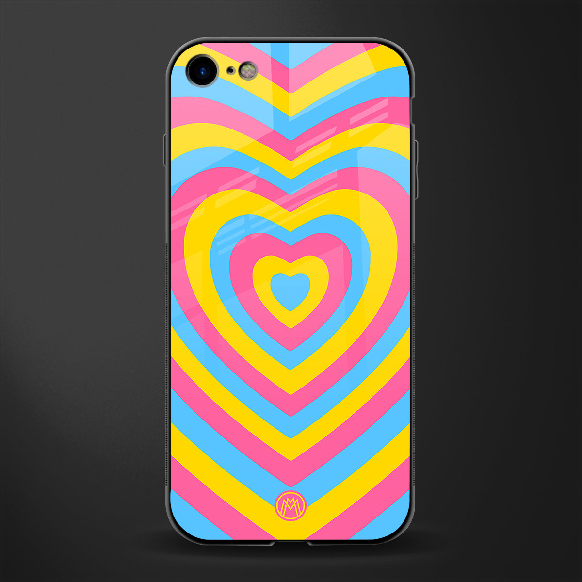 y2k pink blue hearts aesthetic glass case for iphone 8 image