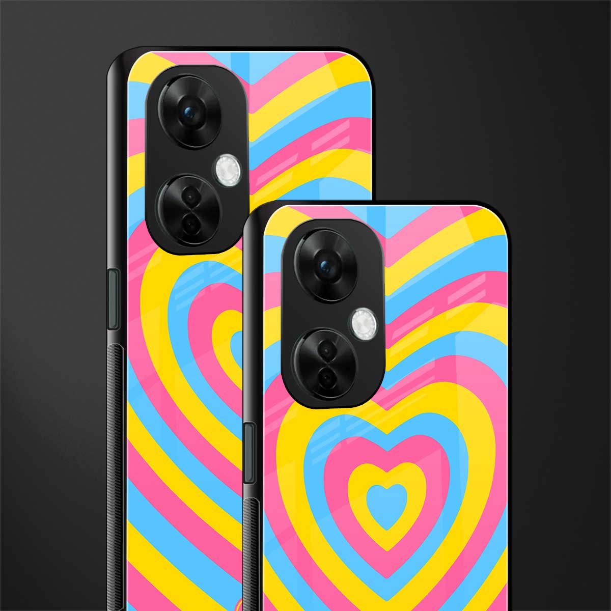 y2k pink blue hearts aesthetic back phone cover | glass case for oneplus nord ce 3 lite