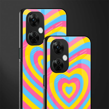 y2k pink blue hearts aesthetic back phone cover | glass case for oneplus nord ce 3 lite