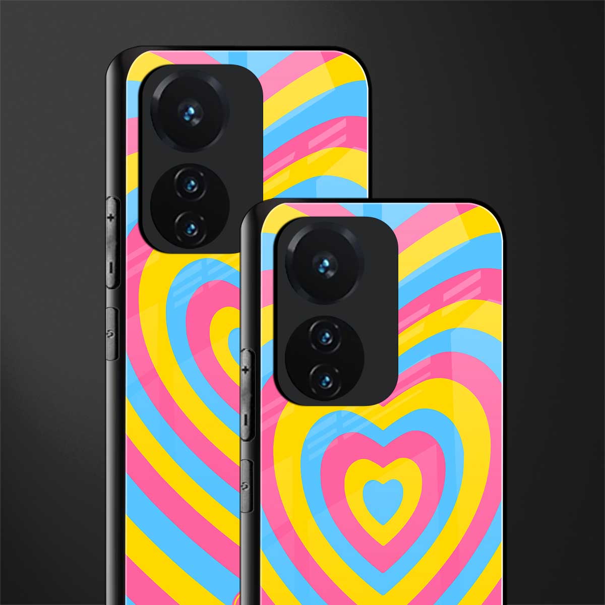 y2k pink blue hearts aesthetic back phone cover | glass case for vivo t1 44w 4g