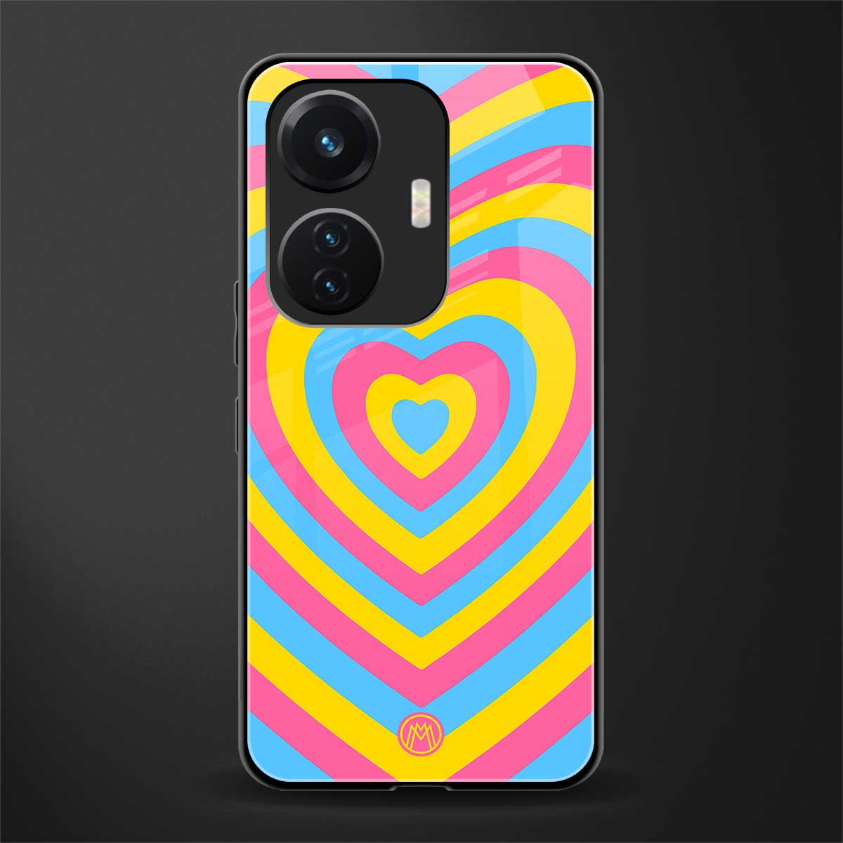 y2k pink blue hearts aesthetic back phone cover | glass case for vivo t1 44w 4g