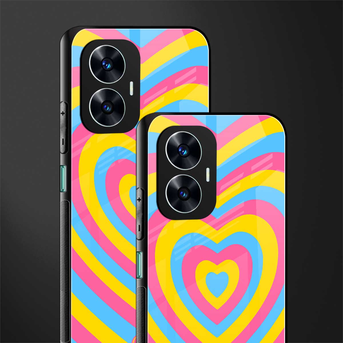 y2k pink blue hearts aesthetic back phone cover | glass case for realme c55