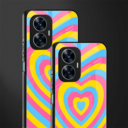 y2k pink blue hearts aesthetic back phone cover | glass case for realme c55
