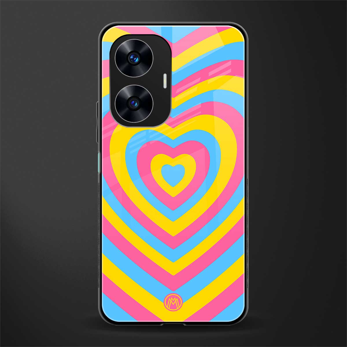 y2k pink blue hearts aesthetic back phone cover | glass case for realme c55